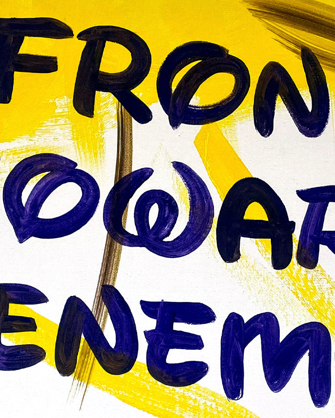 Untitled (FRONT TOWARD ENEMY), oil painting by Brad Phillips