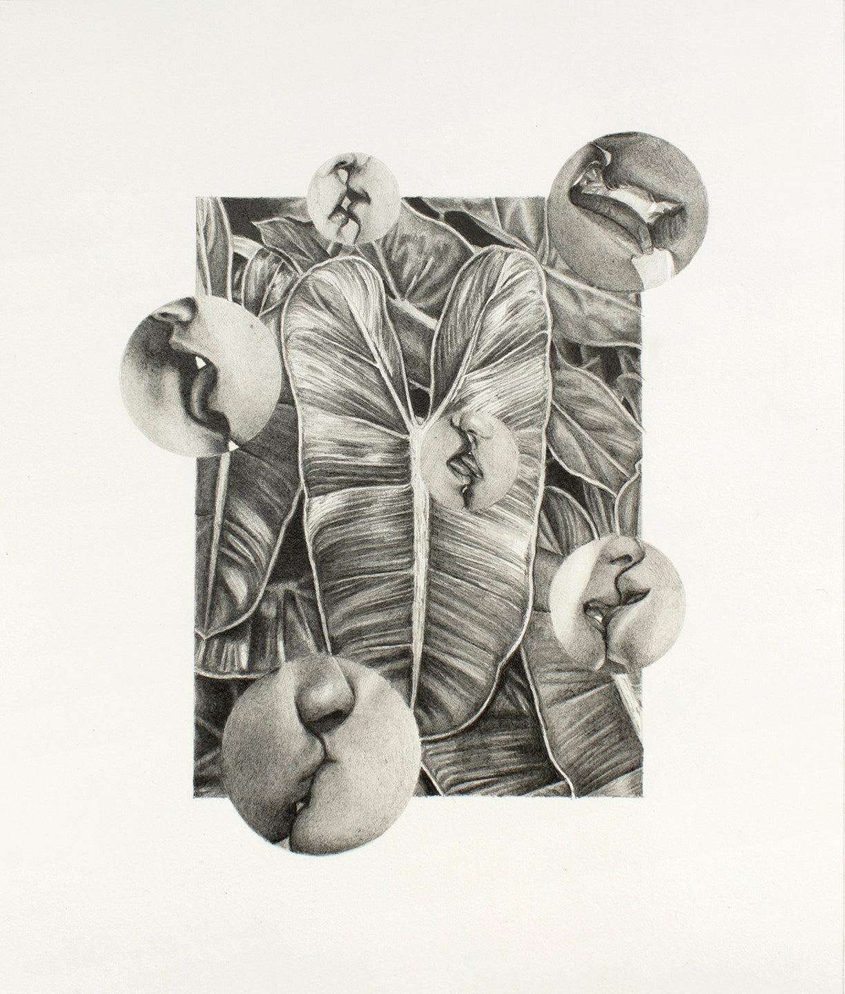 Untitled (Kisses), framed drawing by Riley Payne