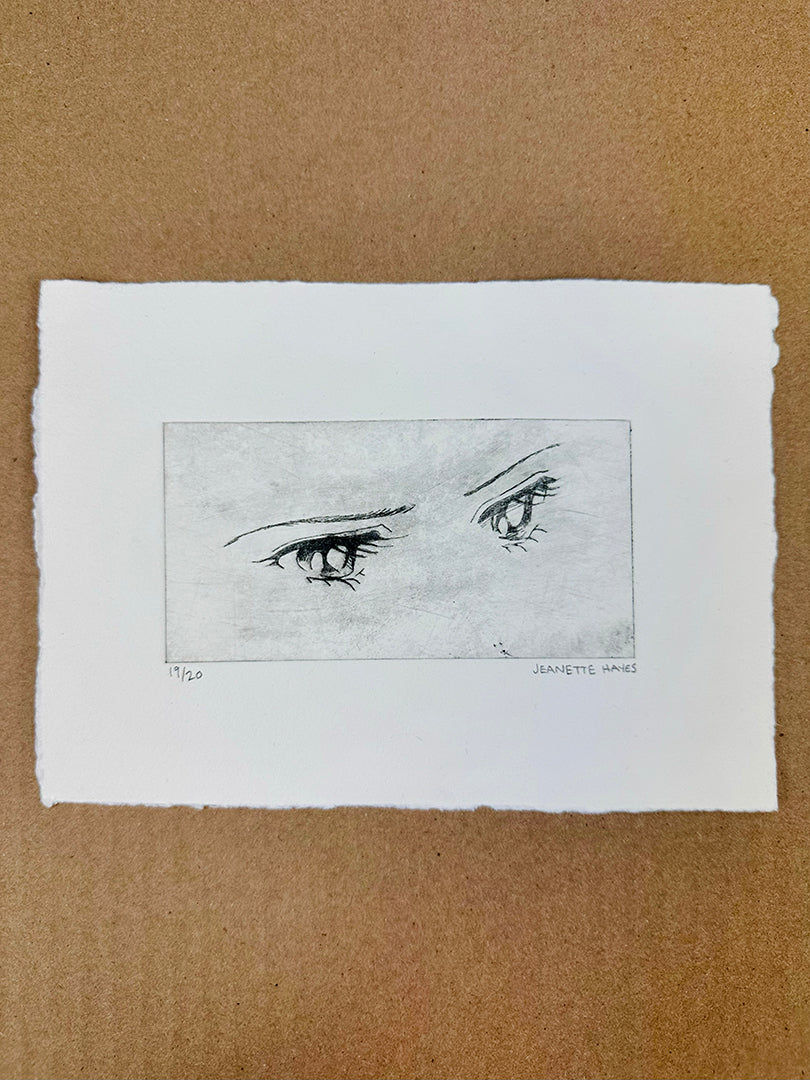 Seeing is Believing (drypoint print) by Jeanette Hayes