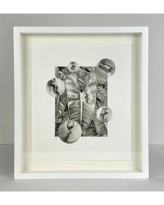 Untitled (Kisses), framed drawing by Riley Payne